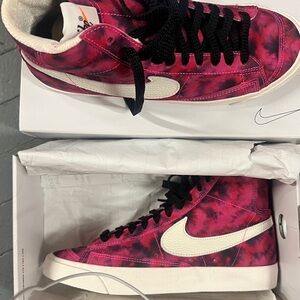 Nike by Joseph Red and Black High-Top Sneakers with White Swoosh